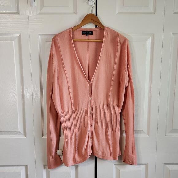 Jones New York Womens Salmon Colored Sweater Size 2X Lightweight Button Front - Picture 1 of 10